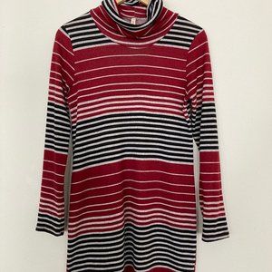 Orange Creek Striped Long Sleeve Dress, Cowl Neck, M